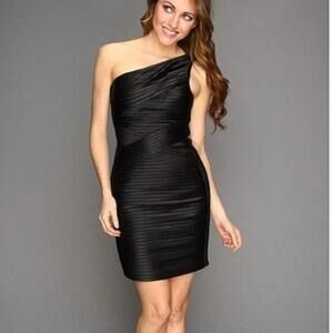 BCBG Max Azria Mamie Dress Black One Shoulder Bodycon Cocktail Party Size 0